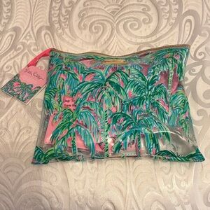 Lilly Pulitzer Pink and Green Palm Cosmetic Pouch